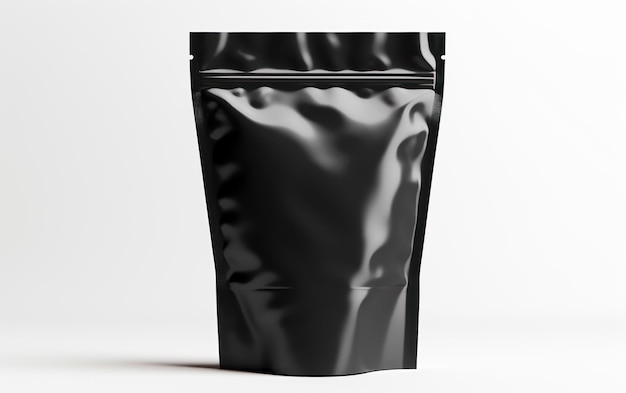 Un'immagine di una borsa d'imballaggio nera vuota pronta per il marchio