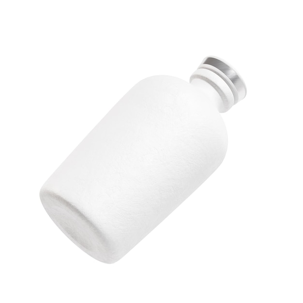 Un'immagine di una bottiglia di ceramica bianca isolata su uno sfondo bianco