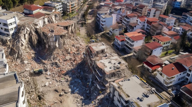 un'immagine di una città distrutta con il numero di case in alto a sinistra