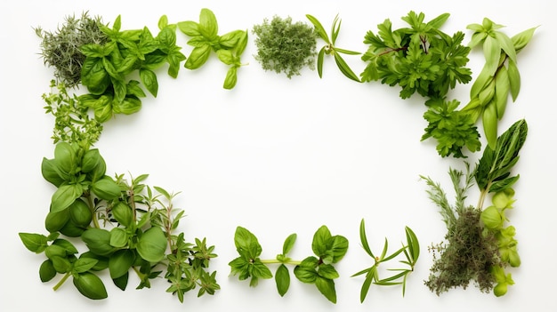 un'immagine di una cornice di verdure ed erbe aromatiche.