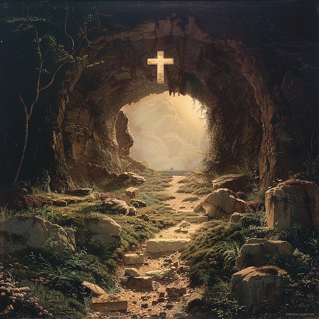 un'immagine di una croce in un tunnel che dice Gesù