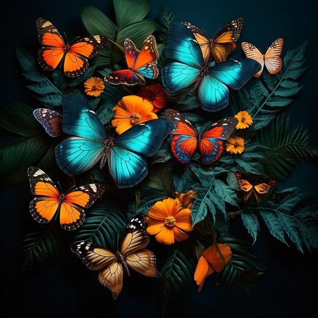 un'immagine di una farfalla colorata che vola