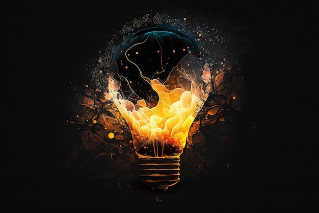 Un'immagine di una lampadina con un disegno a fiamma su di essa