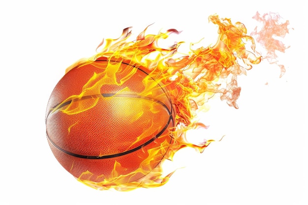 Un'immagine di una pallacanestro in fiamme