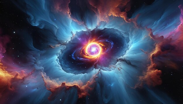 Un'immagine di una spirale blu e rossa nel cielo