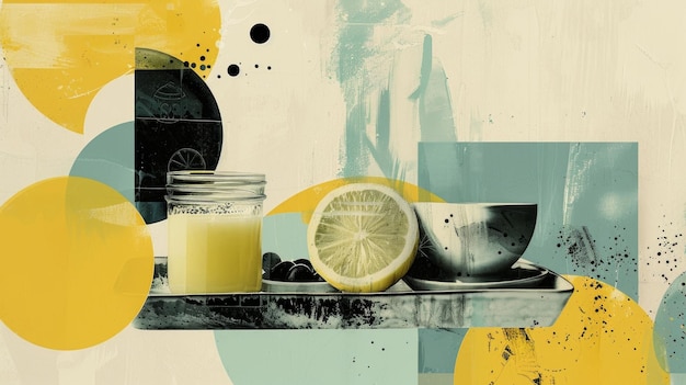 un'immagine di una tazza di succo di limone e un limone