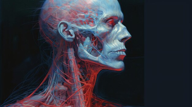 Un'immagine di una testa umana con le ossa del corpo.