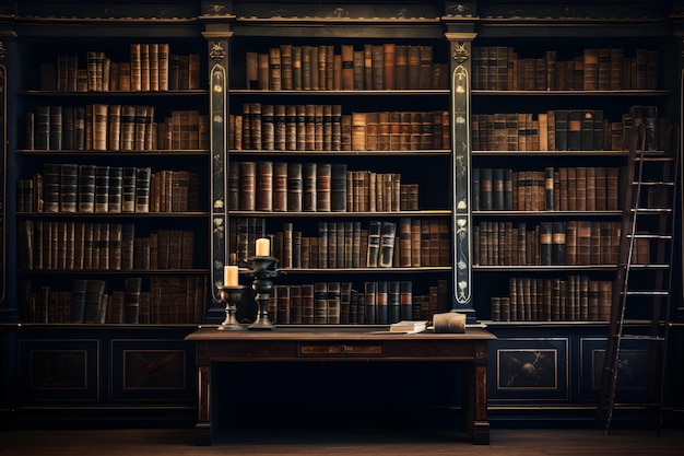 un'immagine di una vecchia biblioteca in un luogo buio nello stile di strati ricchi di texture