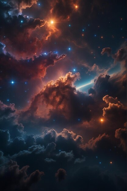 Un'immagine di uno spazio pieno di stelle e nuvole