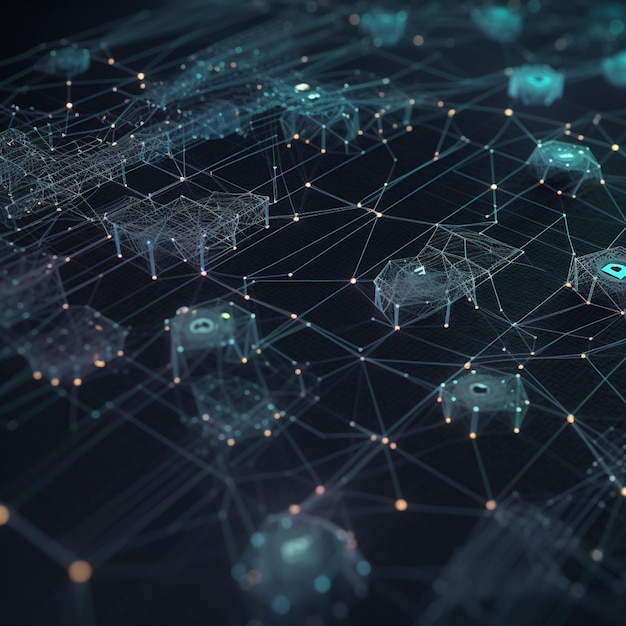 Un'immagine digitale di una mappa di cubi e delle parole "dati"