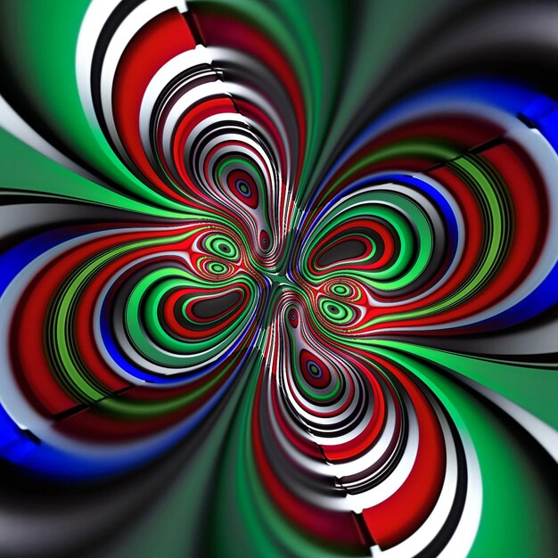 Un'immagine generata dal computer di un disegno a spirale con un design blu e verde.