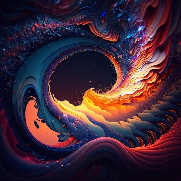 Un'immagine generata dal computer di un'onda con un vortice nel mezzo.