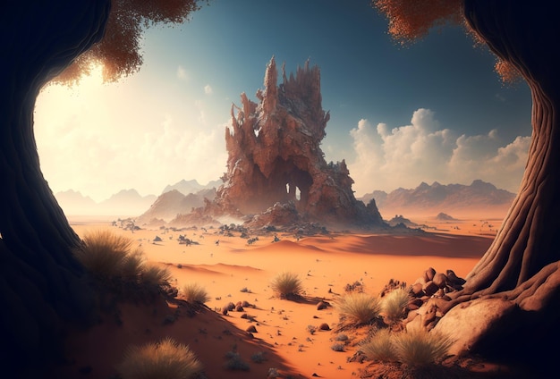 un'immagine illustrativa di un paesaggio desertico generata dall'AI