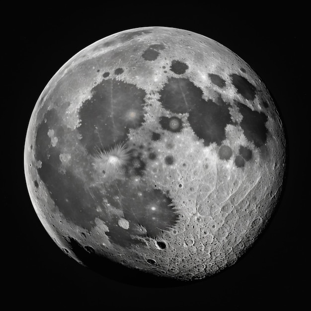 Un'immagine in bianco e nero della luna con il sole che splende su di essa.