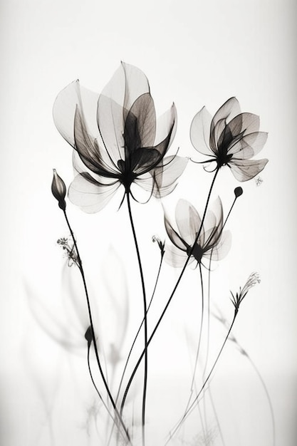 Un'immagine in bianco e nero di fiori con sopra la parola fiore.