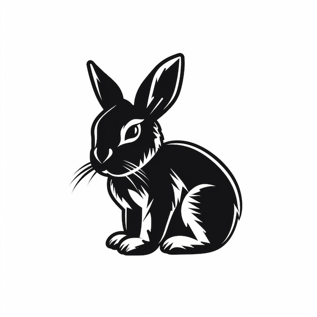 un'immagine in bianco e nero di un coniglio seduto ai generativa