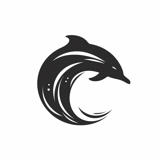 un'immagine in bianco e nero di un delfino in un'onda generativa ai