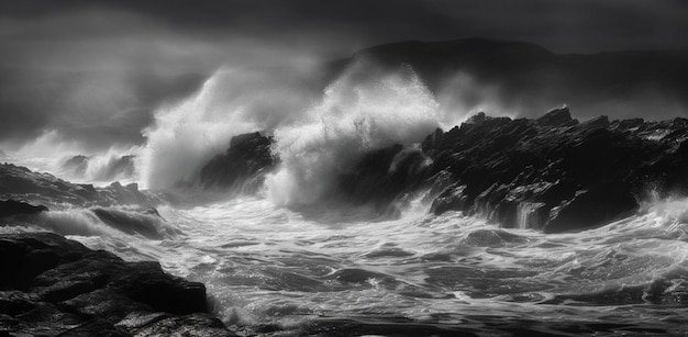 Un'immagine in bianco e nero di un'onda con sopra la parola mare