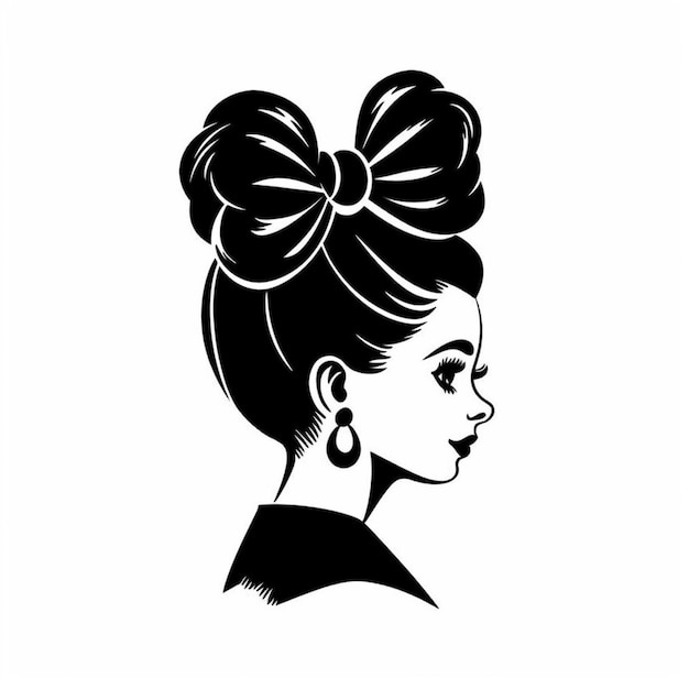 un'immagine in bianco e nero di una donna con un arco sulla testa generativa ai