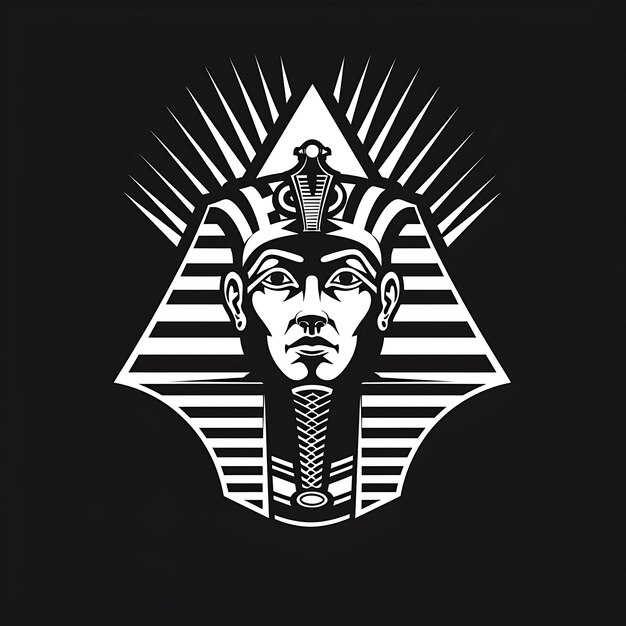 un'immagine in bianco e nero di una piramide con la faccia di un uomo su di essa