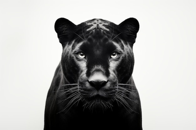 Un'immagine in bianco e nero di una tigre su uno sfondo nero.