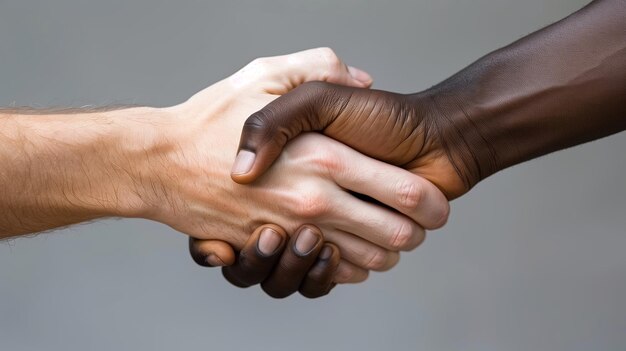 Un'immagine inclusiva che rappresenta l'unità e l'amicizia con una stretta di mano tra individui di