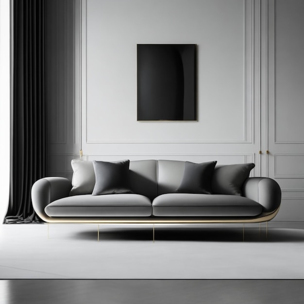 un'immagine minimalista ma elegante di un divano di design di fascia alta con materiali eleganti e un polito