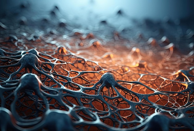 un'immagine ravvicinata del sistema nervoso nello stile di precisione fotorealistica