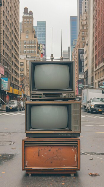 Un'immagine rumorosa di una TV degli anni '70 nello stile di immagini retrò estetica vintage