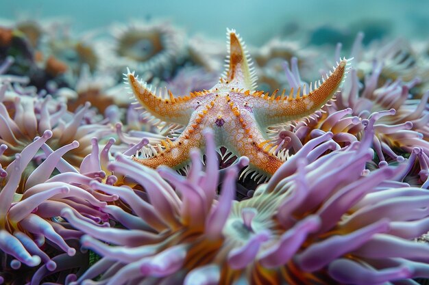 Un'immagine stravagante di una stella marina corona annidata in un'ai generativa