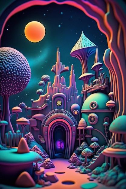 Un'immagine tratta dalla pittura digitale di fantasy land generativa ai