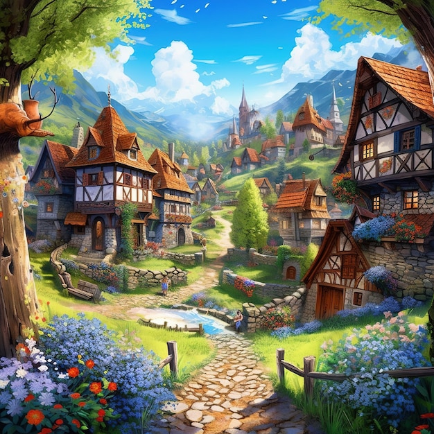 Un incantevole borgo immerso in una valle illustrativa