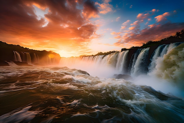 Un'incantevole foto serale dalla bocca di Iguazu