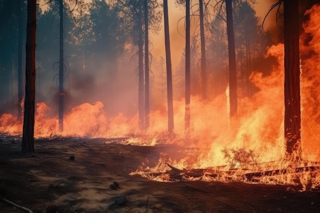 Un incendio boschivo brucia molti ettari di pini