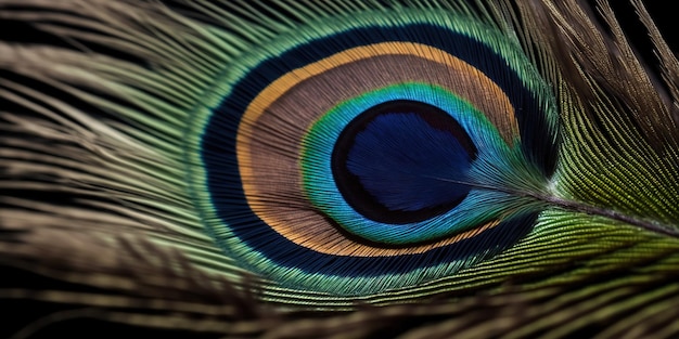 Un incredibile primo piano delle piume della coda di un pavone riempie l'intero fotogramma