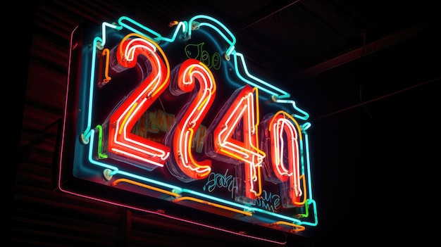 Un'insegna al neon con scritto "2479".