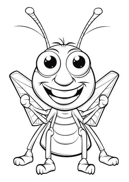 Un insetto cartone animato con grandi occhi e un sorriso sul volto generativo ai