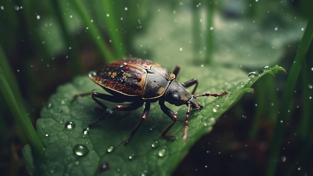 Un insetto su una foglia con sopra la parola bug