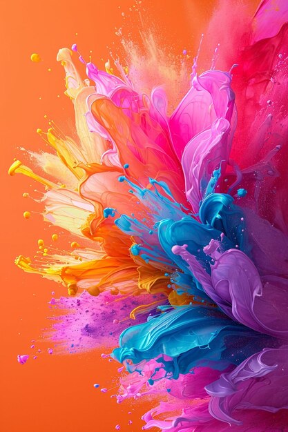 un invito 3D con un vortice minimalista di colori Holi in un angolo