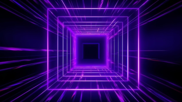 Un ipnotizzante tunnel di luce viola su uno sfondo scuro Ia generativa
