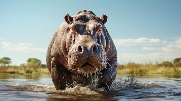 Un ippopotamo isolato sullo sfondo