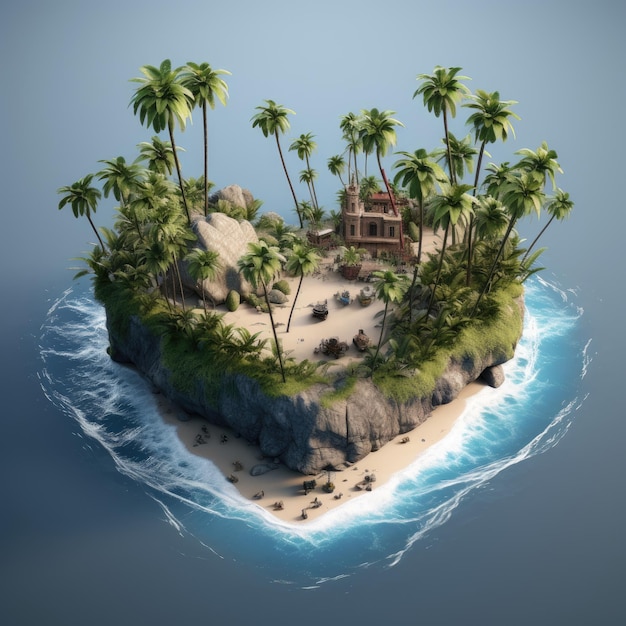 Un'isola con palme a forma di cuore