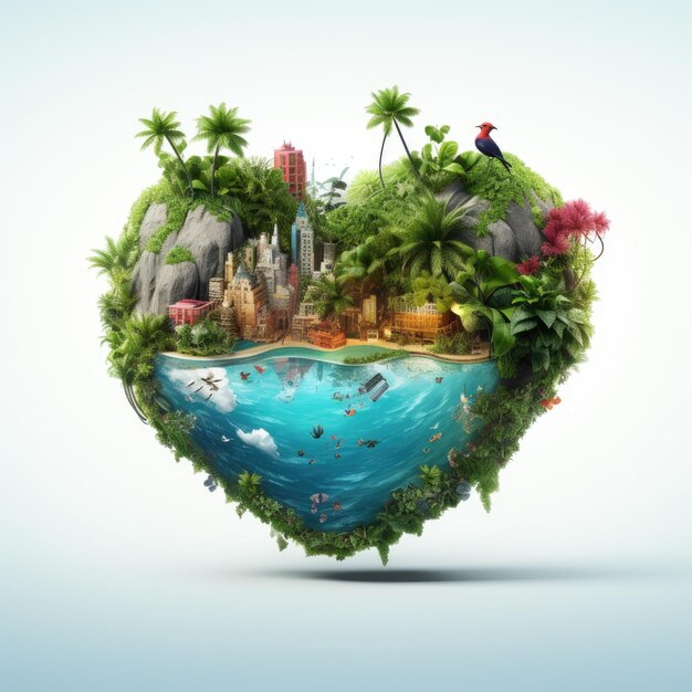 Un'isola con palme a forma di cuore