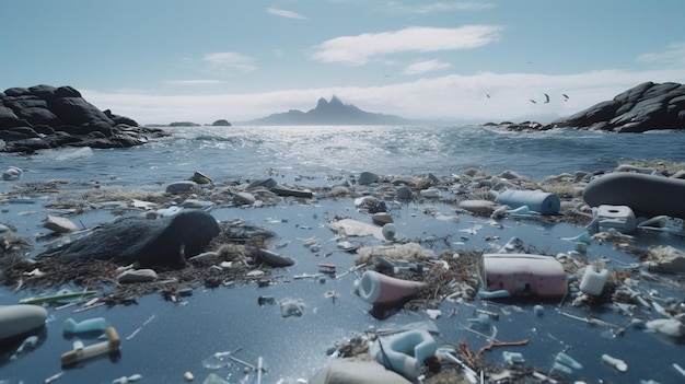 un'isola con un sacco di spazzatura