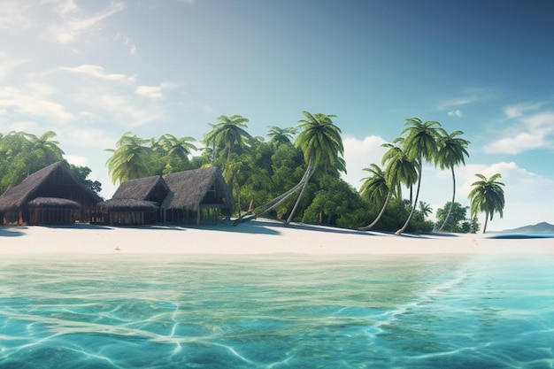 Un'isola tropicale con palme sulla spiaggia