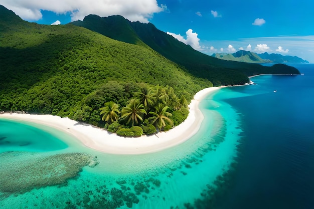 un'isola tropicale con un'isola tropicale al centro