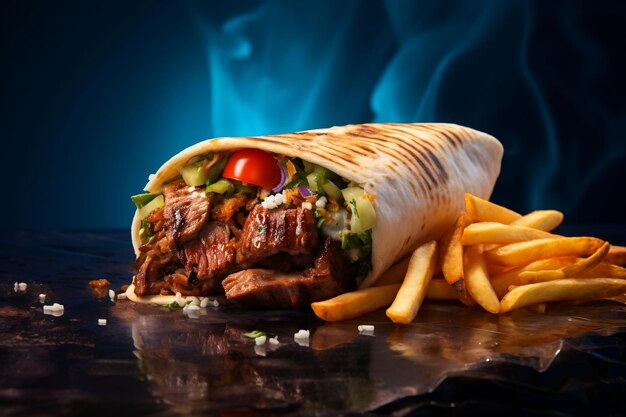 Un'istantanea deliziosa del delizioso Shawarma Generative Ai