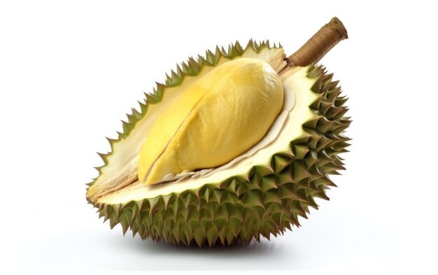 Un jackfruit durian da vicino isolato su uno sfondo bianco frutti tropici vegani generati ai