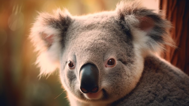 Un koala con uno sfondo giallo