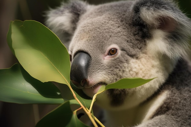 Un koala mangia le foglie di un albero